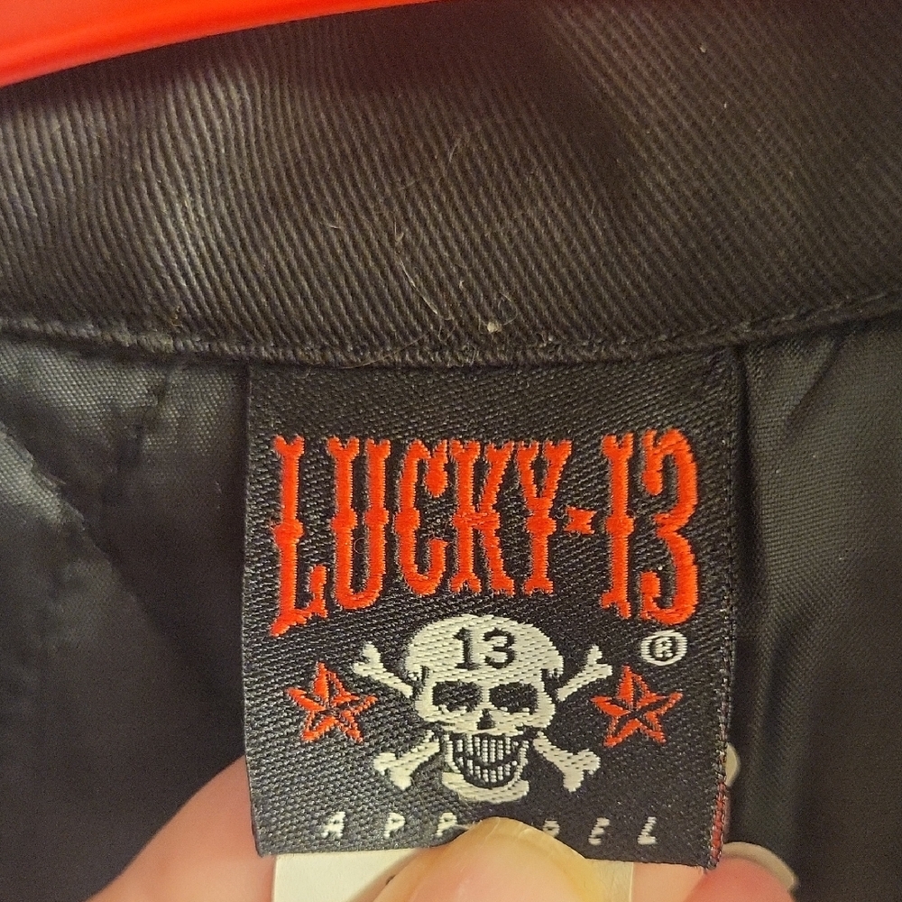 Lucky Brand Black Bomber Jacket with Red Graphics - Picture 2 of 6
